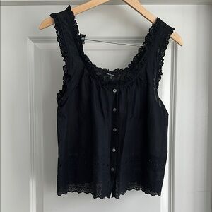 Madewell Black Lace Trim Sleeveless Top